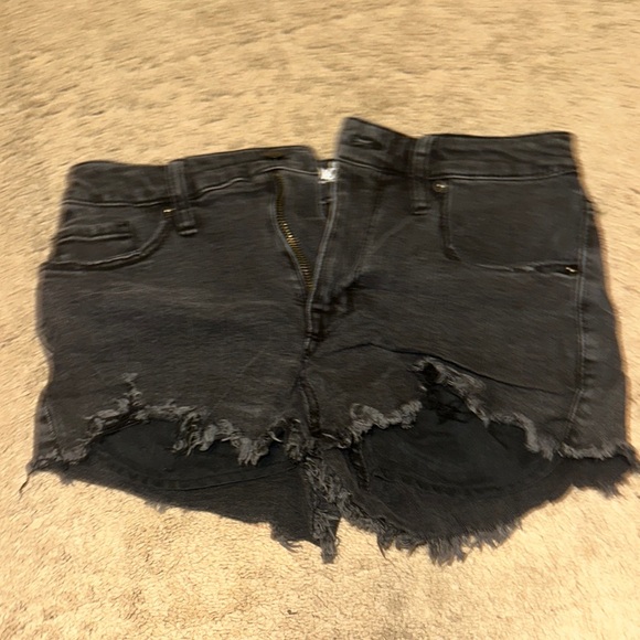 Distressed Black Denim Shorts - Picture 1 of 3